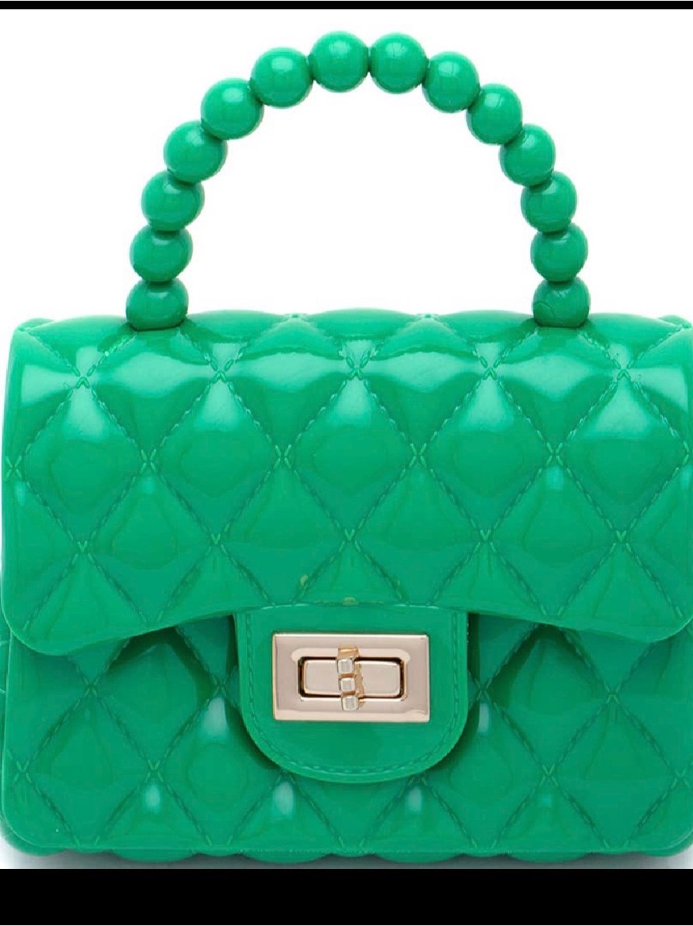 Quilted Jelly Crossbody Hand bag with Fashion bead handle